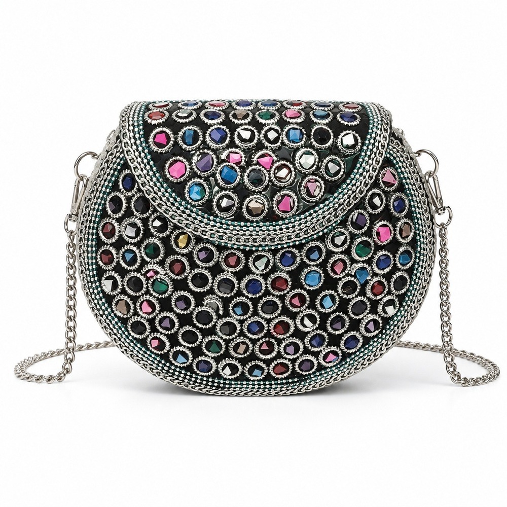 RAMLA Handmade Metal Mosaic Crossbody Bag Clutch Beaded Evening Bag $225